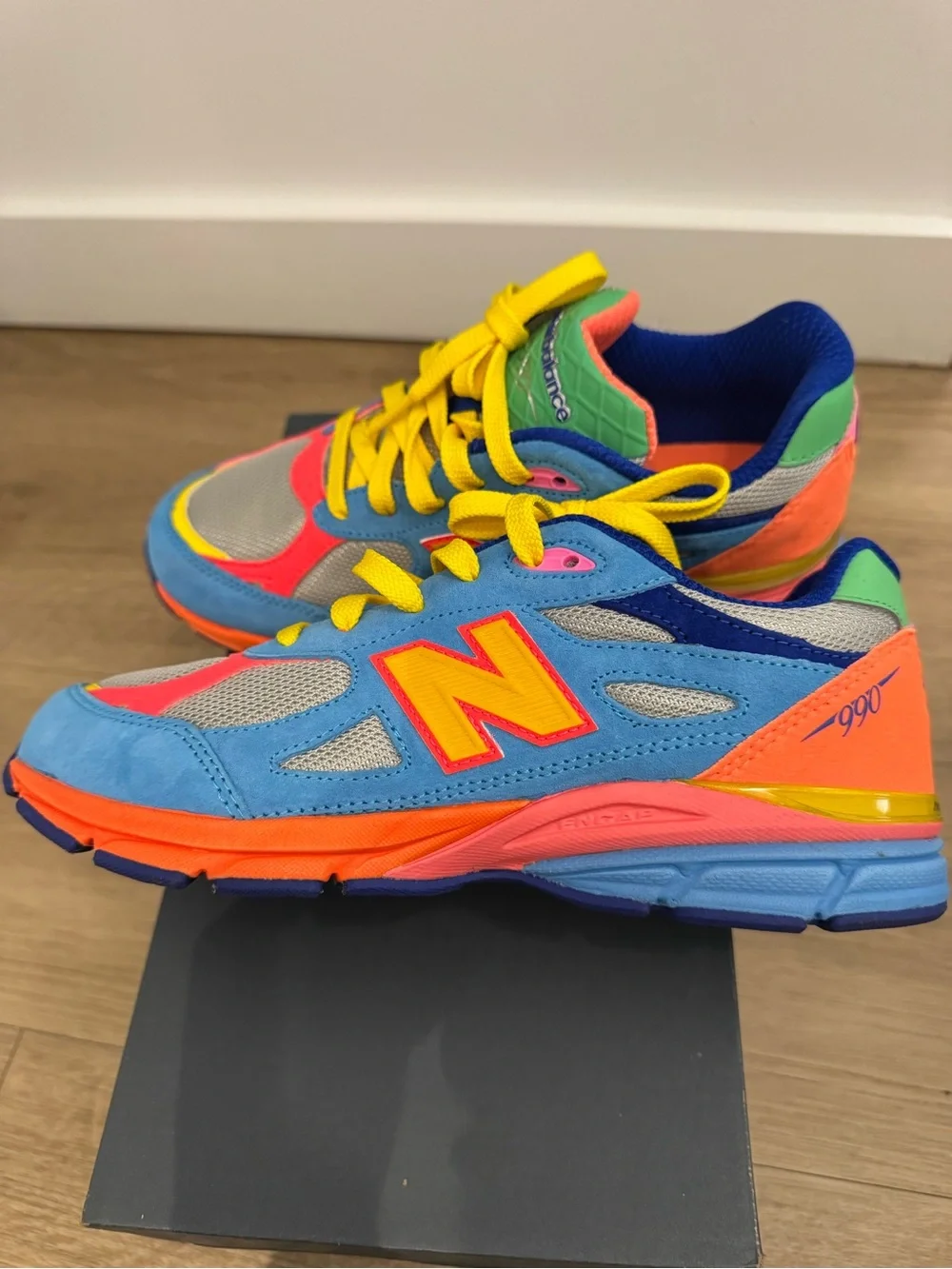 New Balance Kids Blue, Orange & Yellow Colorblock Sneakers